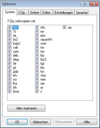 7-zip optionen