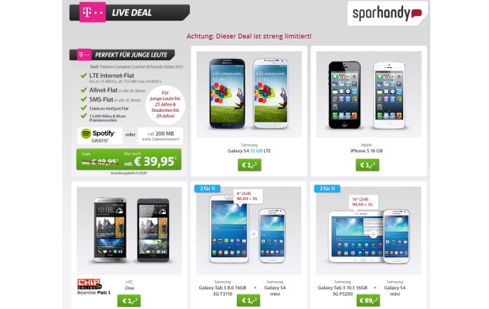 LTE Allnet-Flat für junge Leute für 39,95 Euro pro Monat bei Sparhandy
