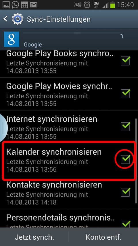 Android Kalender synchronisieren mit Facebook, Google und Co.