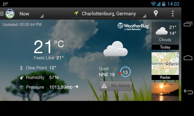 Weatherbug: Viele Funktionen mit extra Widget.