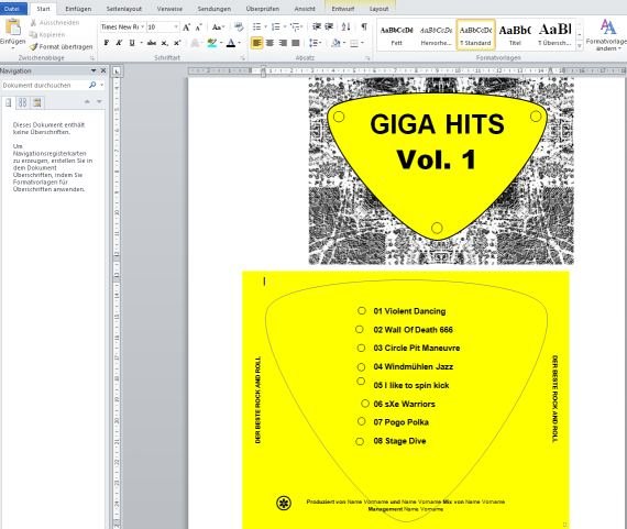CD Cover in Word erstellen