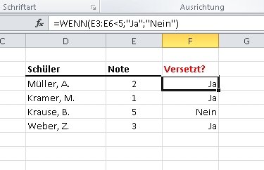 excel wenn dann formel