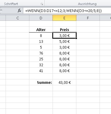 excel wenn dann formel verschachtelt