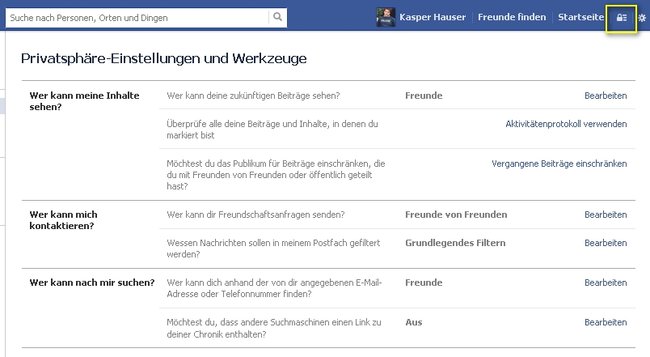 facebook privatsphaere einstellen