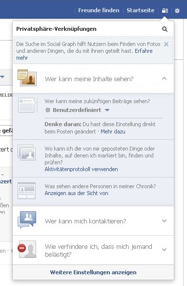 facebook privatsphaere