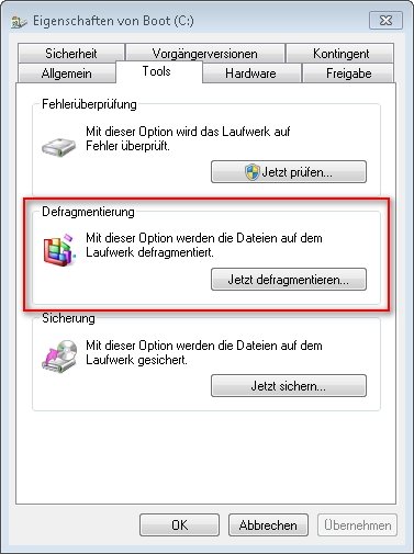 festplatte defragmentieren windows