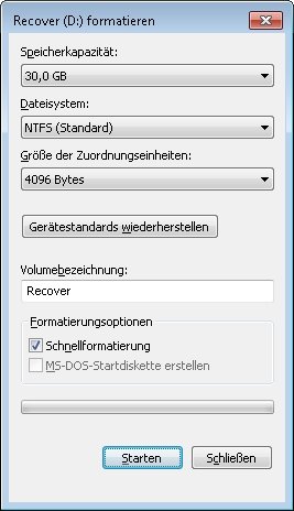 festplatte formatieren