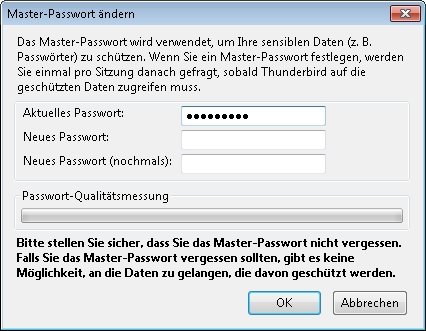 thunderbird master passwort aendern