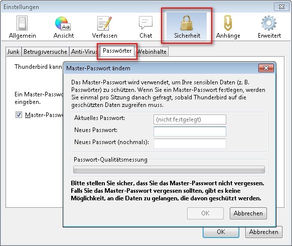 thunderbird master passwort