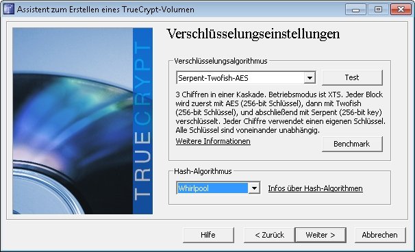 truecrypt container erstellen algorithmus