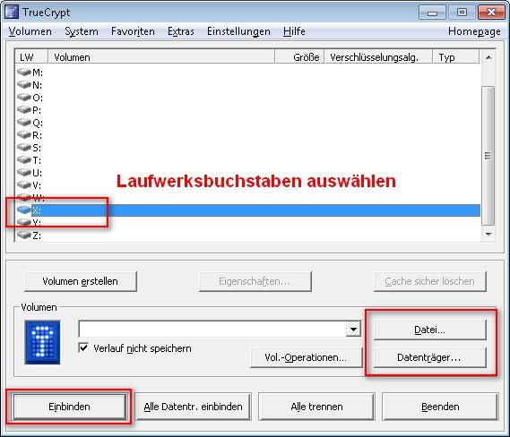 truecrypt laufwerk einbinden