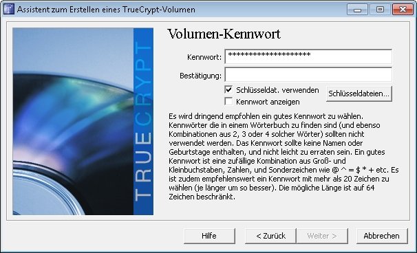 truecrypt passwort schluesseldatei