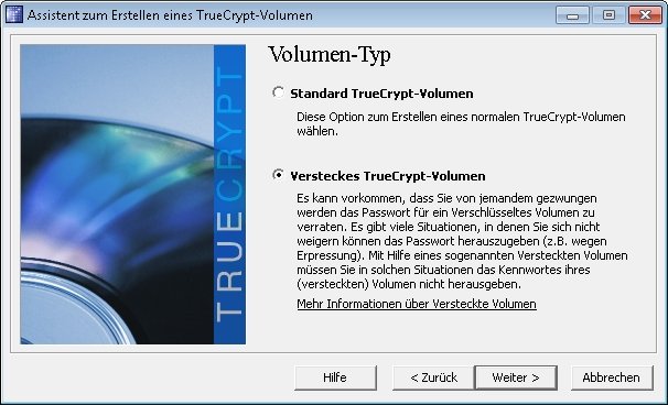 truecrypt verstecktes volumen