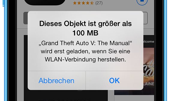 iOS 7: Apple erhöht Limit für App-Downloads über Mobilfunk auf 100 MB