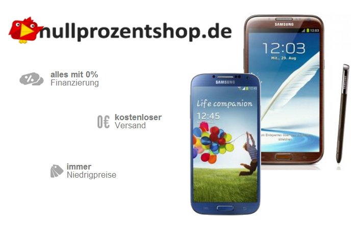 Samsung Smartphones mit 50 Euro Rabatt im Nullprozentshop