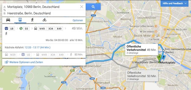 Google Maps: Verkehrsinformationen für den kompletten Verkehrsverbund Berlin-Brandenburg integriert