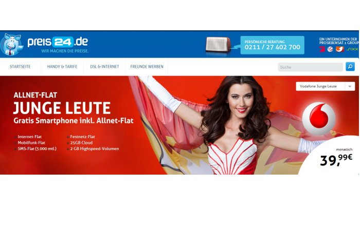 Vodafone Allnet-Flat für junge Leute für 39,99 Euro pro Monat