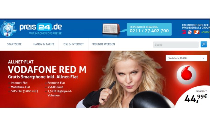 Vodafone Allnet-Flat RED M für 44,99 Euro pro Monat