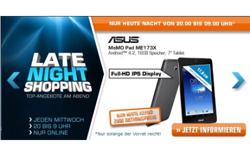 Asus MeMO Pad ME173X bei Saturn im Late Night Shopping