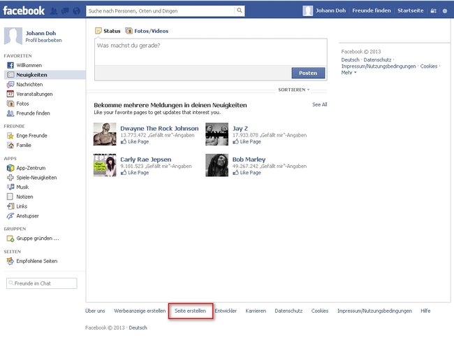 facebook seite erstellen link