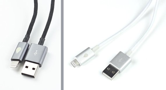 Lightning-Kabel mit Aluminiumstecker und mit Stoffummantelung: Câble de luxe