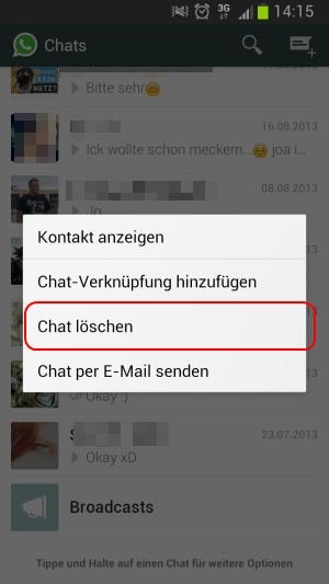 Blockierte whatsapp kontakte endgültig löschen