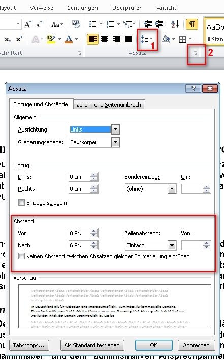 word zeilenabstand einstellen