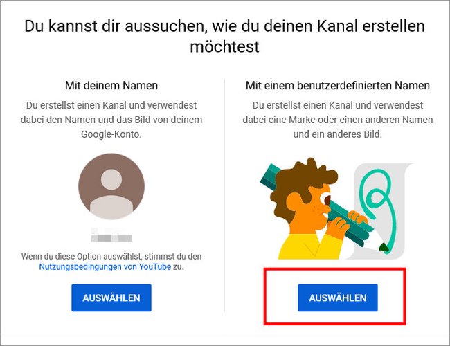 Bei der rechten Variante könnt ihr den Kanalnamen frei wählen. Bild: GIGA