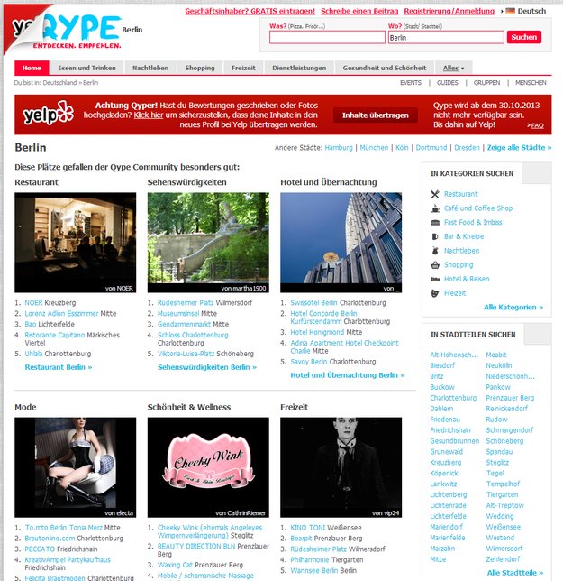 Empfehlungsplattform Qype macht dicht!