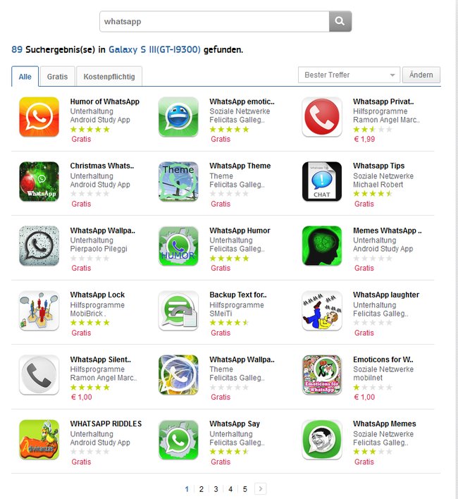 samsung apps whatsapp suche