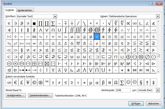 ungefähr-gleich-zeichen-einfügen