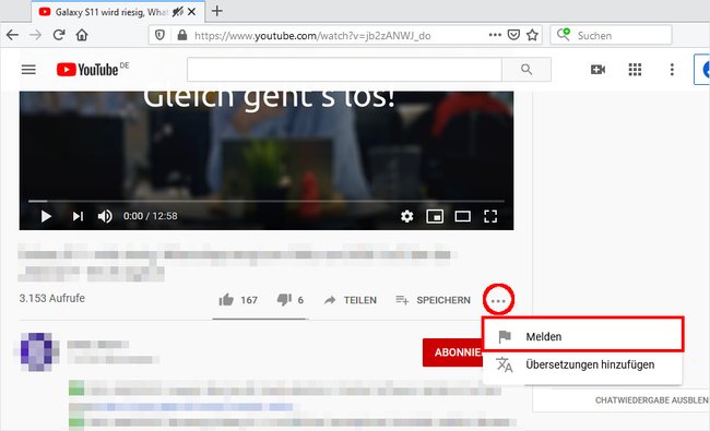 So meldet ihr ein YouTube-Video. Bild: GIGA