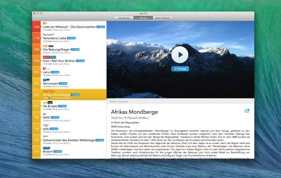 Live TV App für Mac mit Videowall-Funktion (Verlosung auf GIGA)
