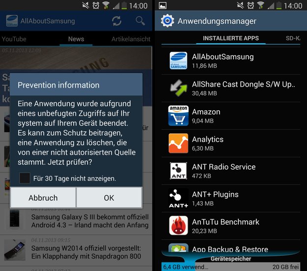 Samsung Galaxy S4 und Note 3: Prevention Information-Meldung sorgt für Verwirrung