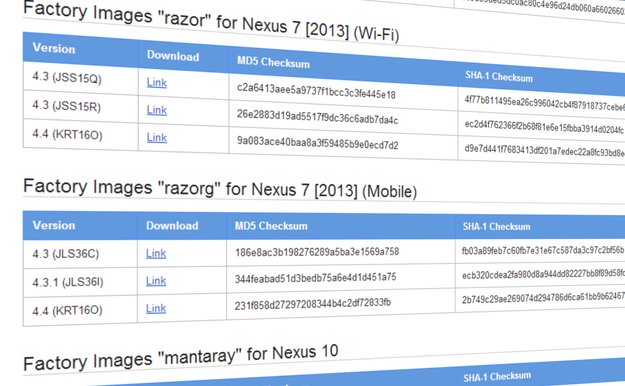 Android 4.4 KitKat: Factory Images für Nexus 4, Nexus 7 2012, Nexus 7 2013 & Nexus 10 zum Download bereit