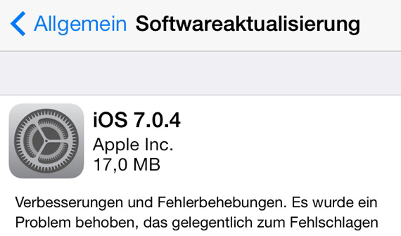 Apple veröffentlicht iOS 7.0.4 und iOS 6.1.5