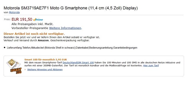 Moto G: In Deutschland vorbestellbar – ab 169 Euro