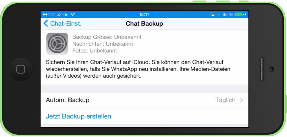 WhatsApp: Backup in der iCloud speichern. 