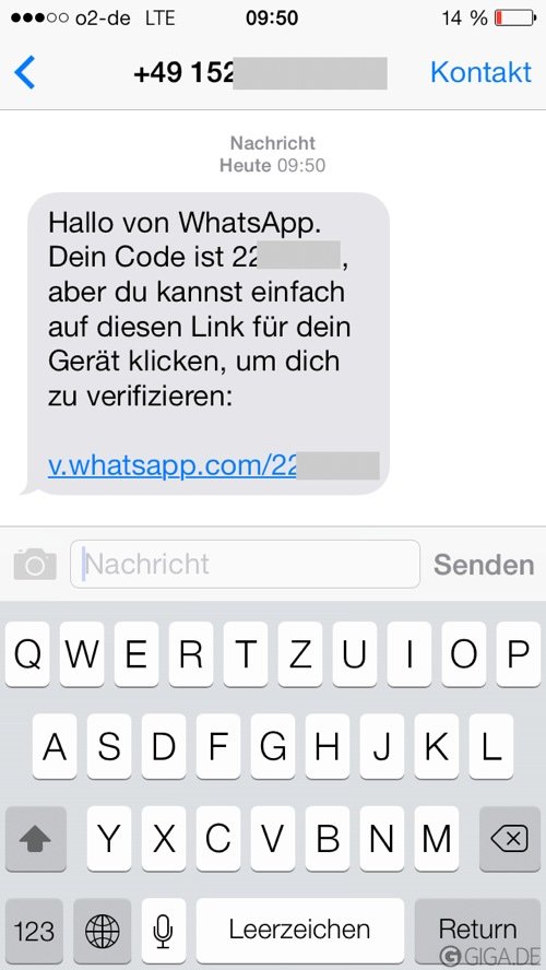 WhatsApp-Nummer-SMS-Code