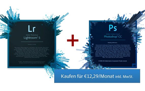 Adobe Photoshop CC + Lightroom: Fotografenbundle für 12,29 Euro/Monat