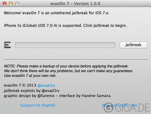 evasion 7 hat das angesteckte iOS-Gerät erkannt, Jailbreak starten