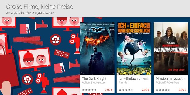 Play Movies-Aktion: Blockbuster & Klassiker ab 99 Cent leihen, ab 4,99 Euro kaufen – Dark Knight, Wall-E, uvm.