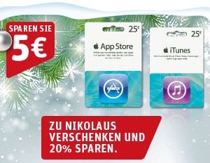 iTunes-Karten mit 20 Prozent Rabatt im Dezember 2013 (Update)