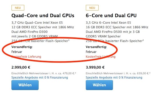 Mac Pro: Jetzt erst ab Februar lieferbar