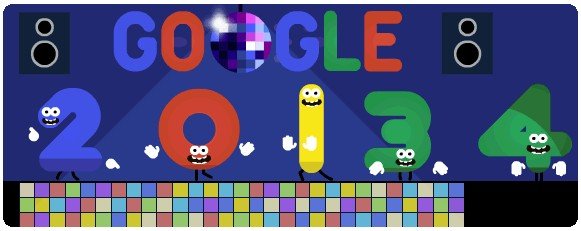 Google feiert Silvester 2013 mit einem animierten Disco-Doodle