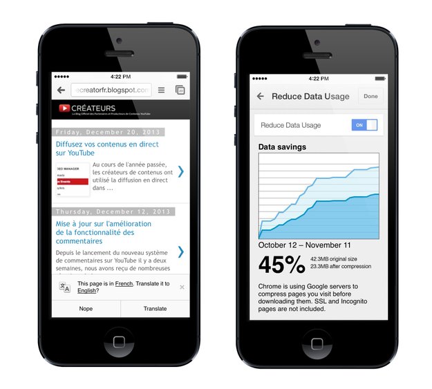 Google Chrome für iOS: Neue Version bringt Datenkompression