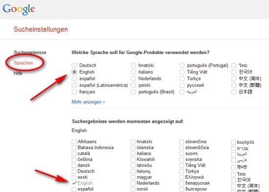Google USA einstellen