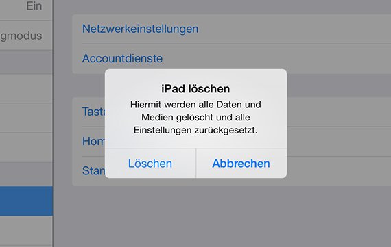 Beim Hard-Reset werden die Werkseinstellungen wiederhergestellt.