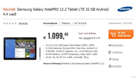 Preise für Galaxy NotePRO und TabPRO-Serie - sind die wirklich so teuer?