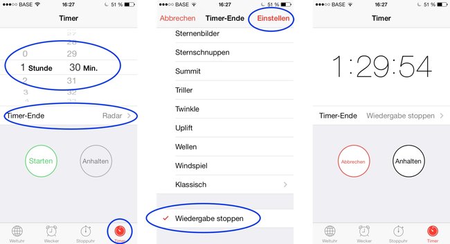 Sleep-timer in iOS 7 einstellen